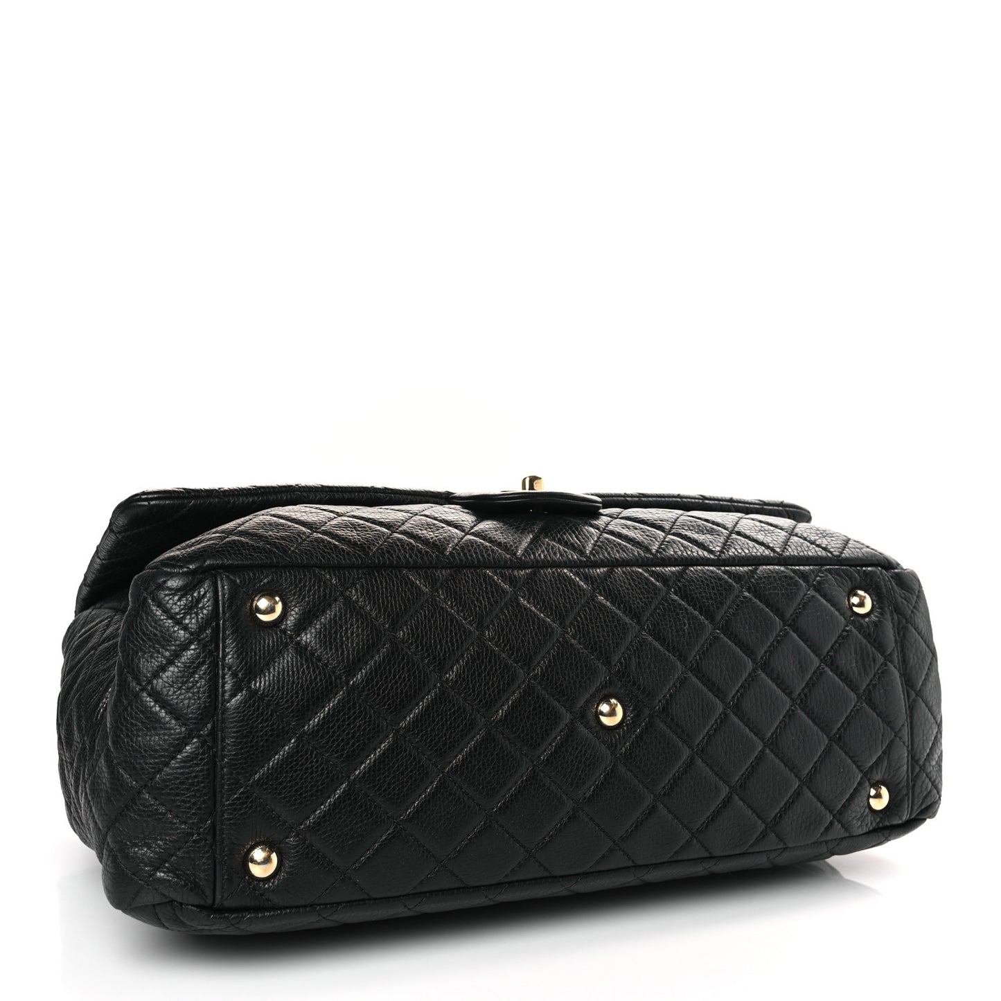 Calfskin Quilted XXL Travel Flap Bag Black