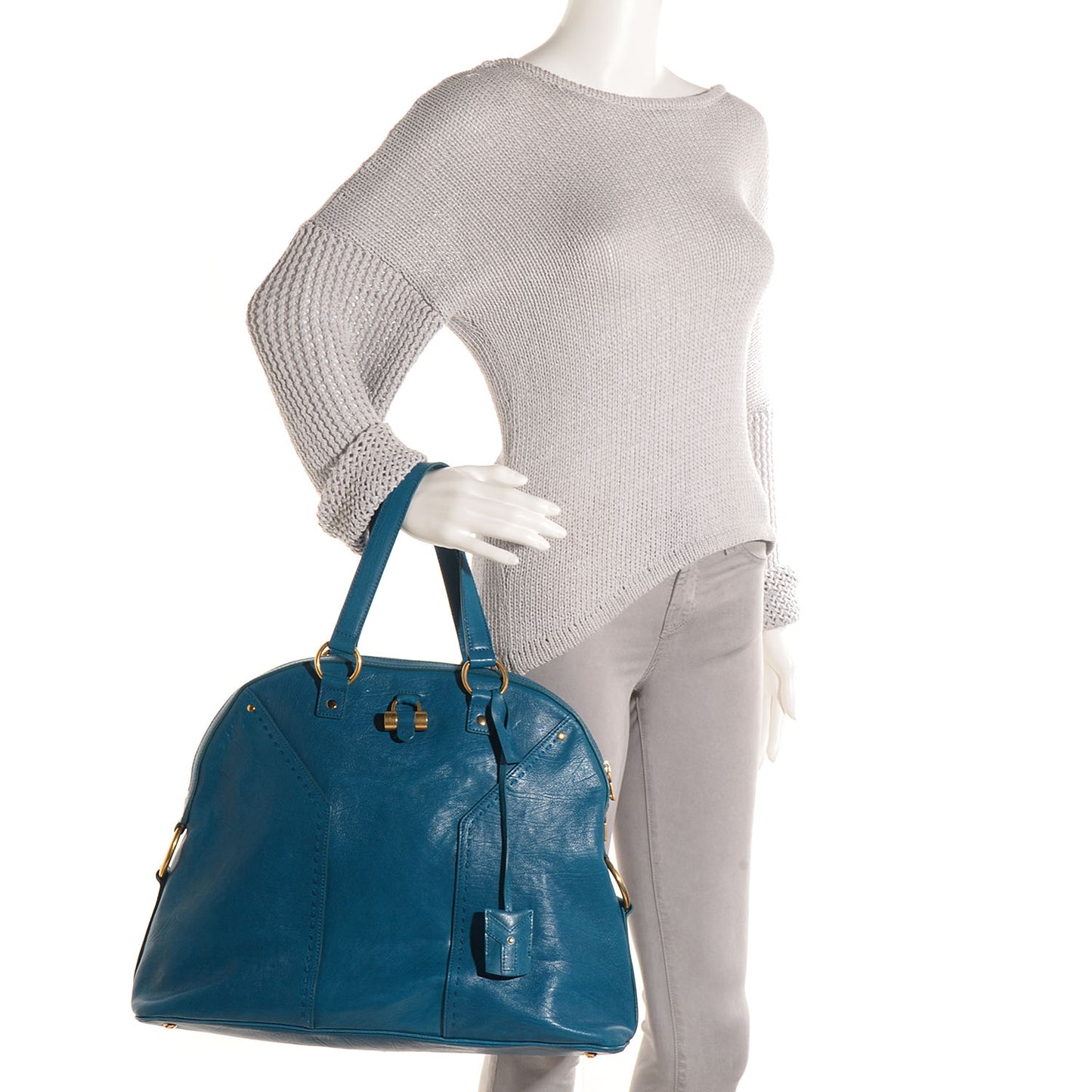 Leather Oversized Muse Turquoise