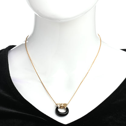 Van Cleef & Arpels 18K Yellow Gold Diamond Onyx Green Chalcedony Blue Chalcedony Interchangeable Bow Door Knocker Necklace 2 of 5