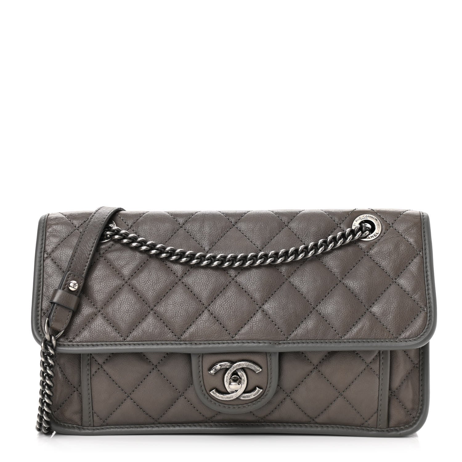 Chanel Calfskin Medium Casual Riviera Flap Dark Grey 1 of 10