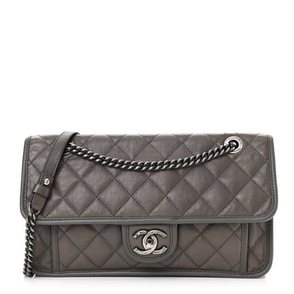 Chanel Calfskin Medium Casual Riviera Flap Dark Grey 1 of 10