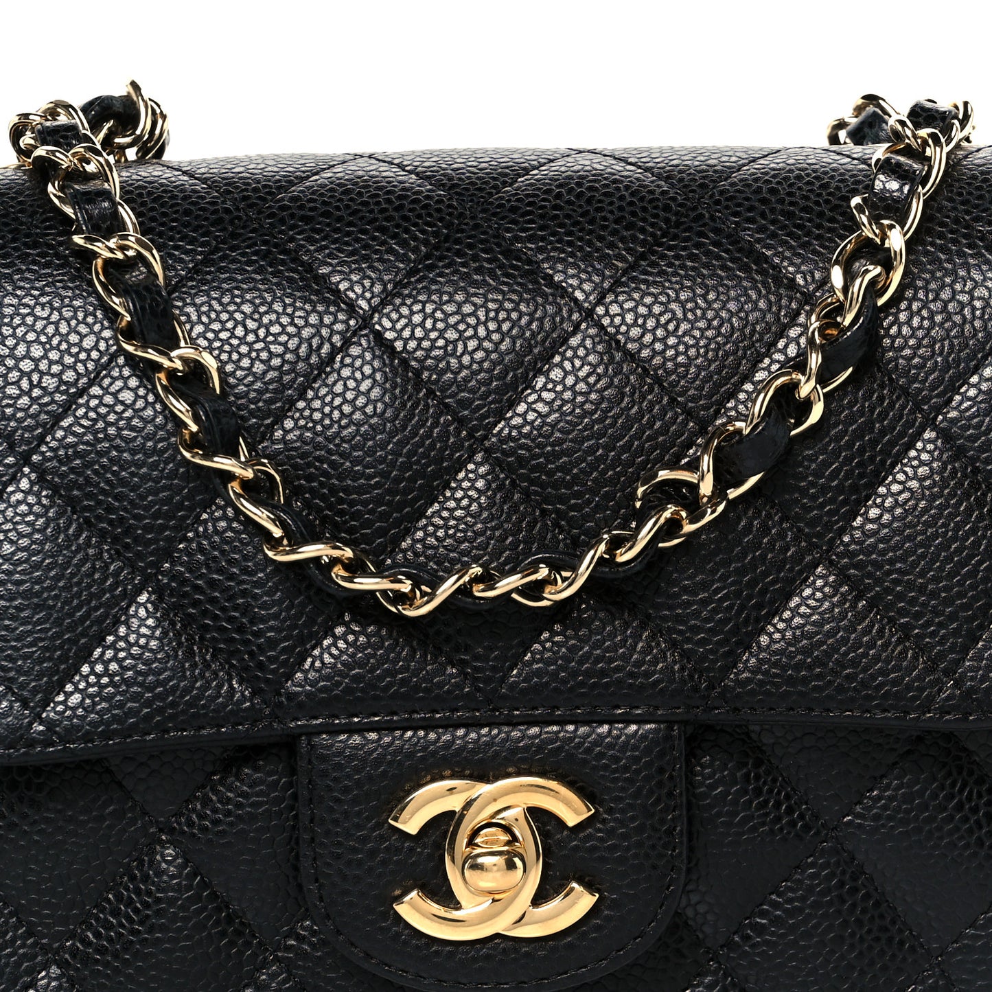 Caviar Quilted Mini Square Flap Black