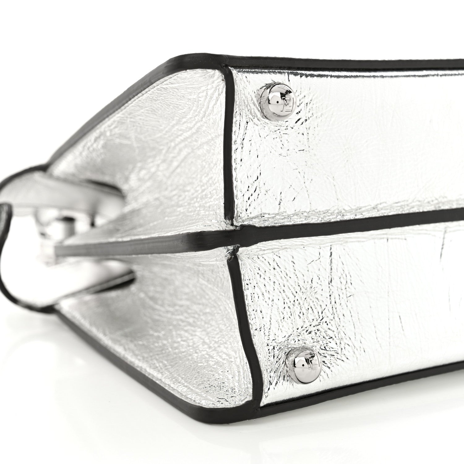 Fendi Rock Millenium Laminata Small Peekaboo I SEE U Satchel Argento 10 of 12