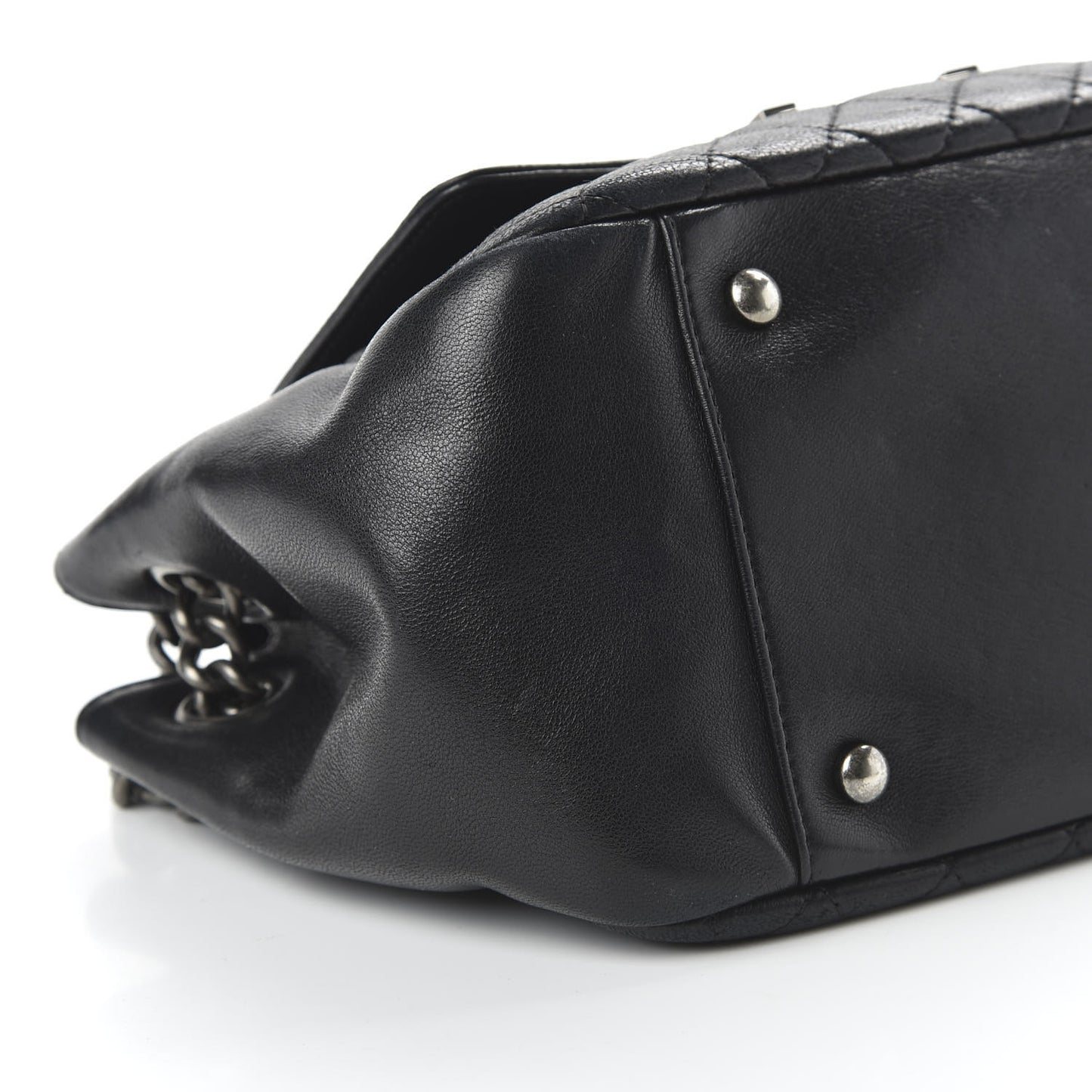 Lambskin Quilted Small Accordion Boy Flap Black