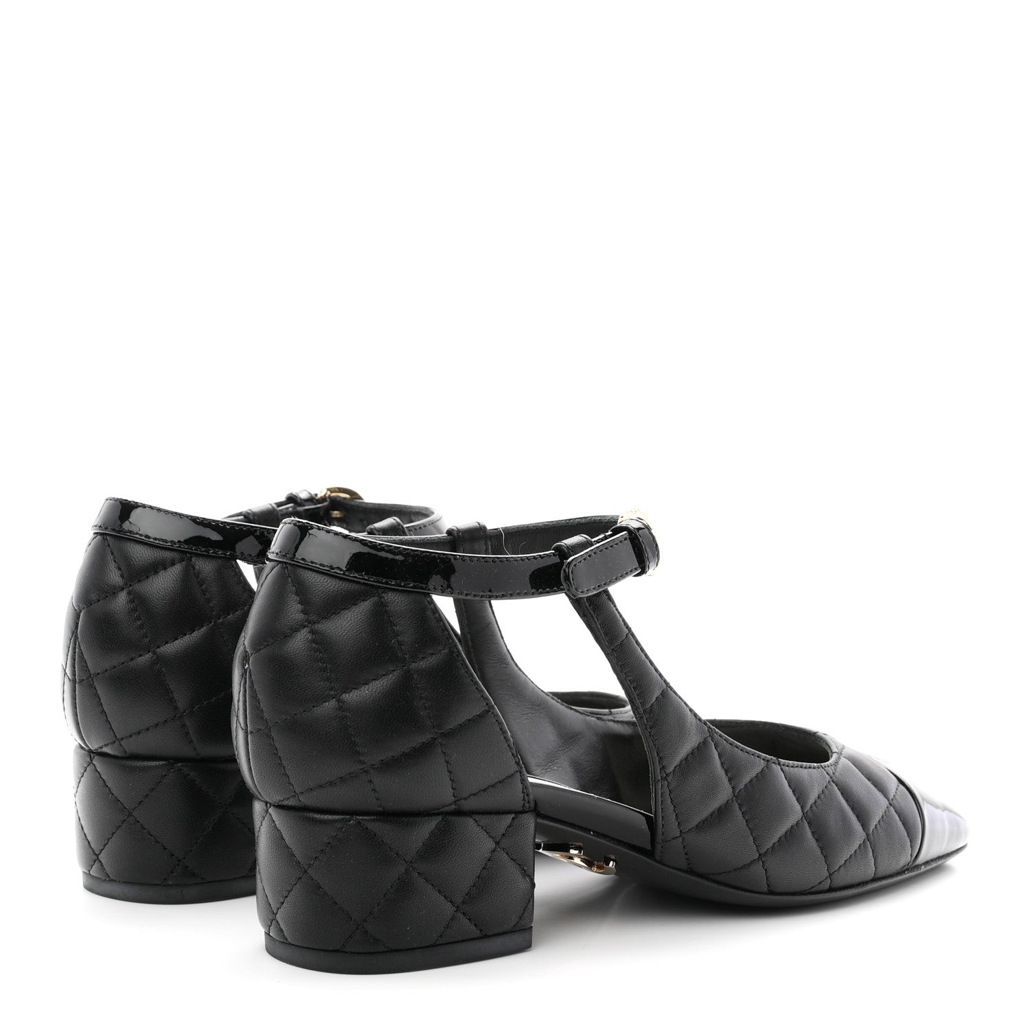 Chanel Lambskin Patent Quilted Cap Toe Mary Jane Flats 36 Black 5 of 10