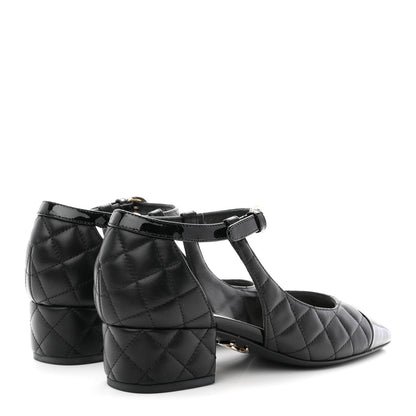 Chanel Lambskin Patent Quilted Cap Toe Mary Jane Flats 36 Black 5 of 10