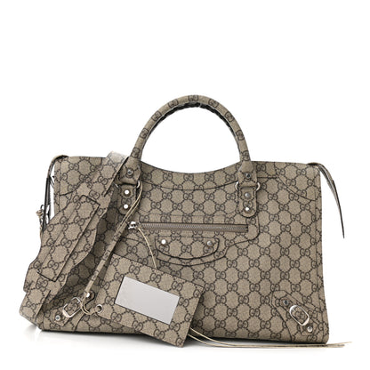 Balenciaga X GUCCI GG Supreme Monogram Neo Classic Silver Hardware City Beige Ebony 1 of 9