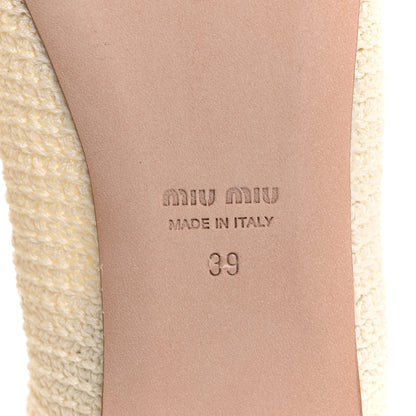 Miu Miu Cotton Crochet Knit Ballerina Flats 39 Avorio Blue 16 of 18