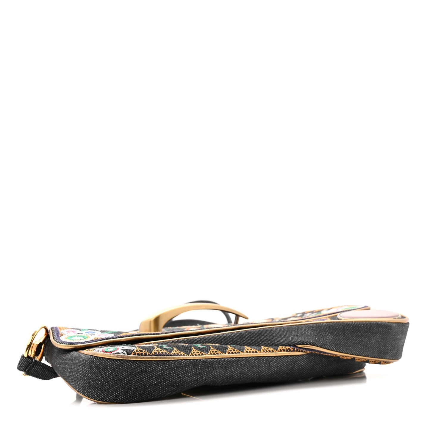 Embroidered Denim Trailer Trash Cadillac Crossbody Saddle Bag