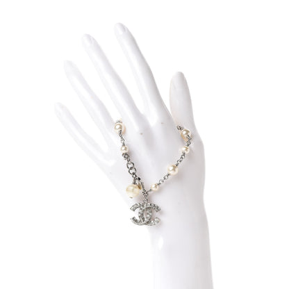 Chanel Baguette Crystal Pearl CC Bracelet Silver 2 of 4