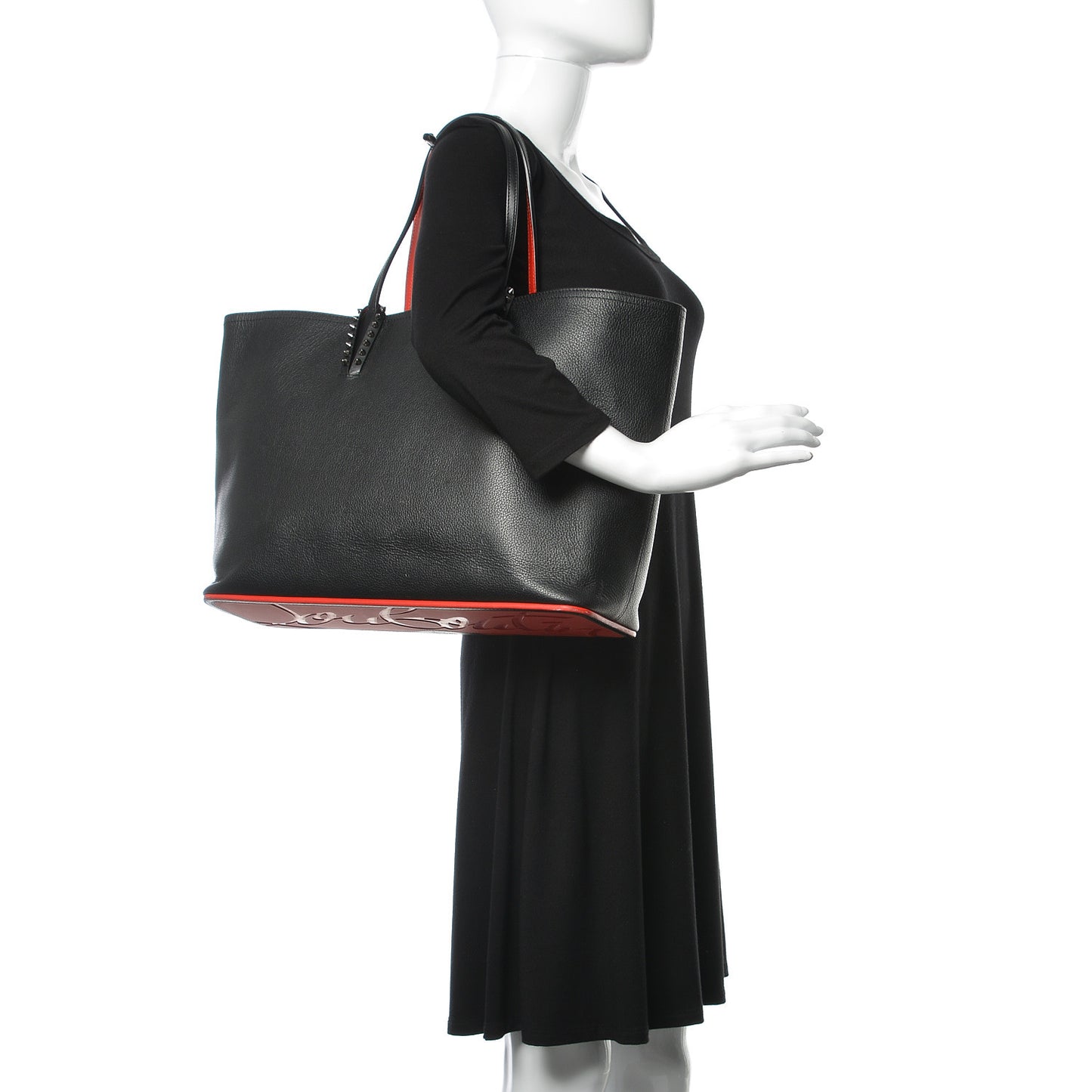 Calfskin Spikes East West Cabata Tote Black