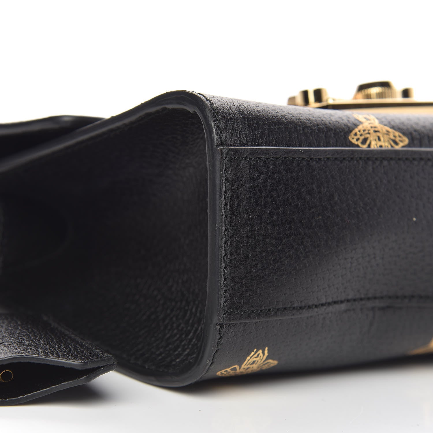 Gucci Grained Calfskin Bee Star Small Padlock Shoulder Bag Black 8 of 11