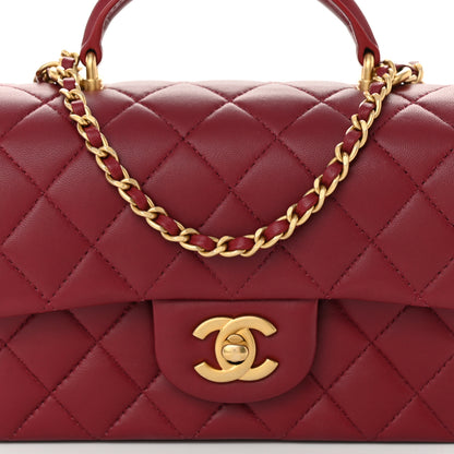 Chanel Lambskin Quilted Mini Top Handle Rectangular Flap Burgundy 8 of 11