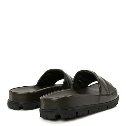 Prada Nappa Logo Quilted Slide Sandals 39 Militaire 5 of 10