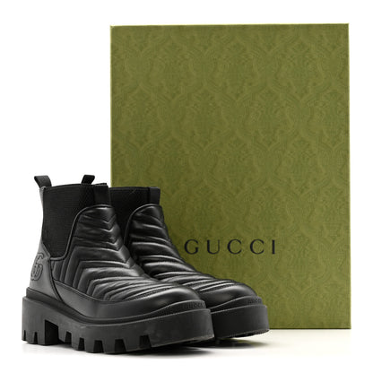 Gucci Calfskin Nappa Matelasse Frances Chelsea Boots 35.5 Black 28 of 28