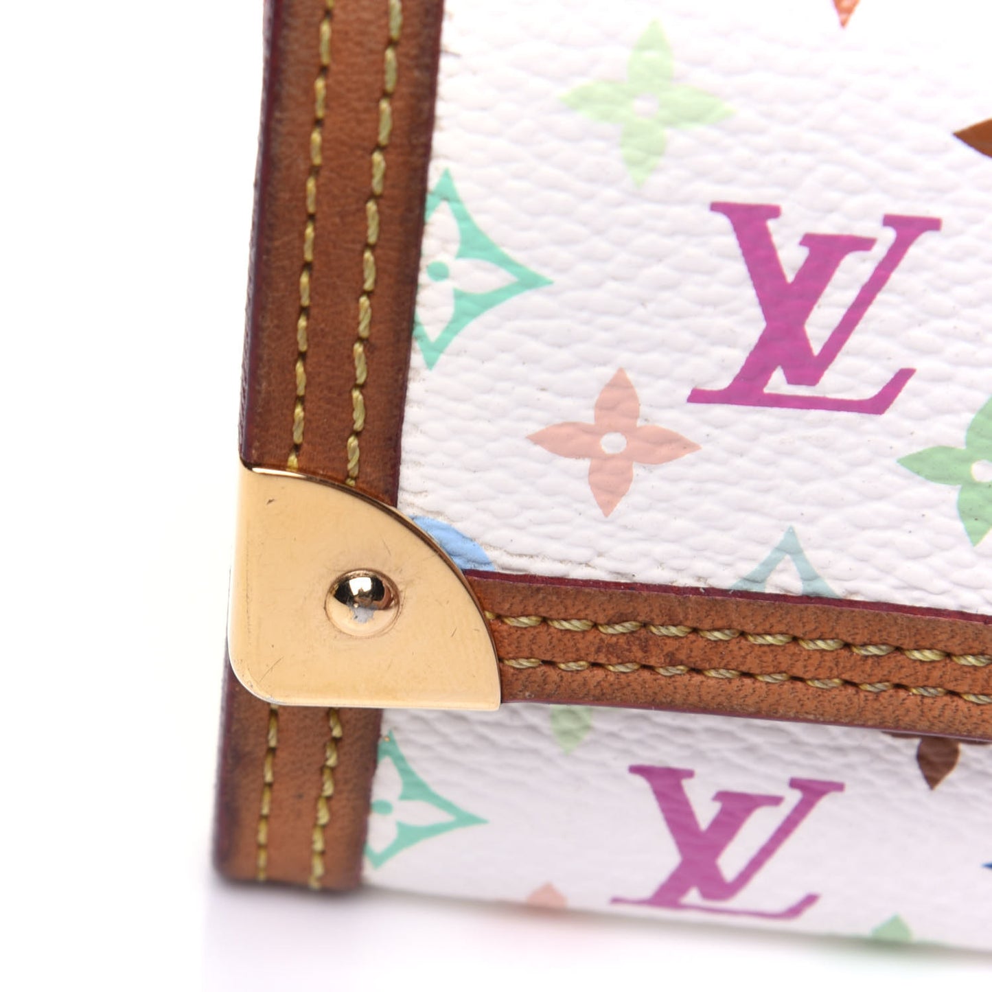 Monogram Multicolor Porte-Monnaie Plat Coin Purse White