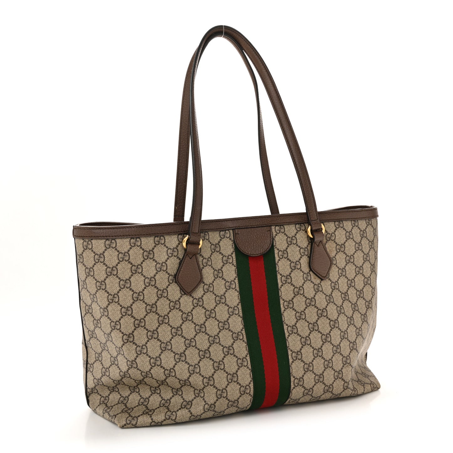 GG Supreme Monogram Medium Ophidia Shopping Tote Brown