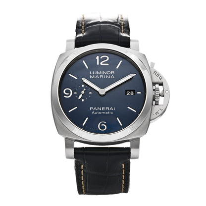 Panerai Stainless Steel Alligator 44mm Luminor Marina Automatic Watch Blue PAM01313 1 of 5