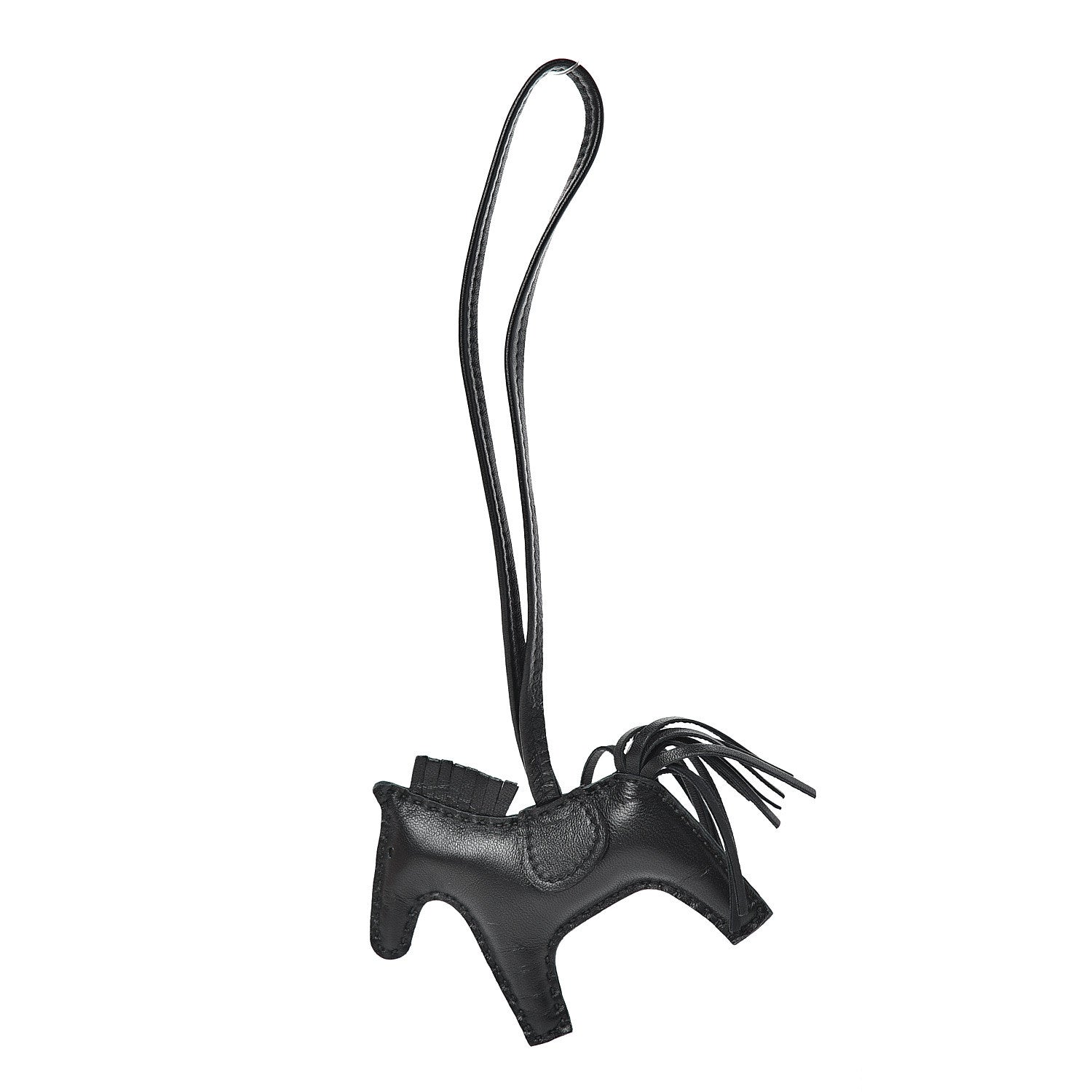 Hermes Milo Lambskin Grigri Rodeo Horse Bag Charm PM So Black 1 of 5