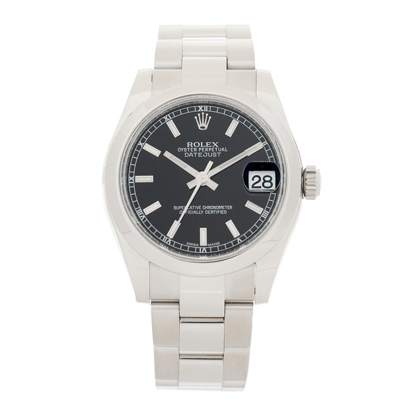 Stainless Steel 31mm Oyster Perpetual Datejust Watch Black 178240