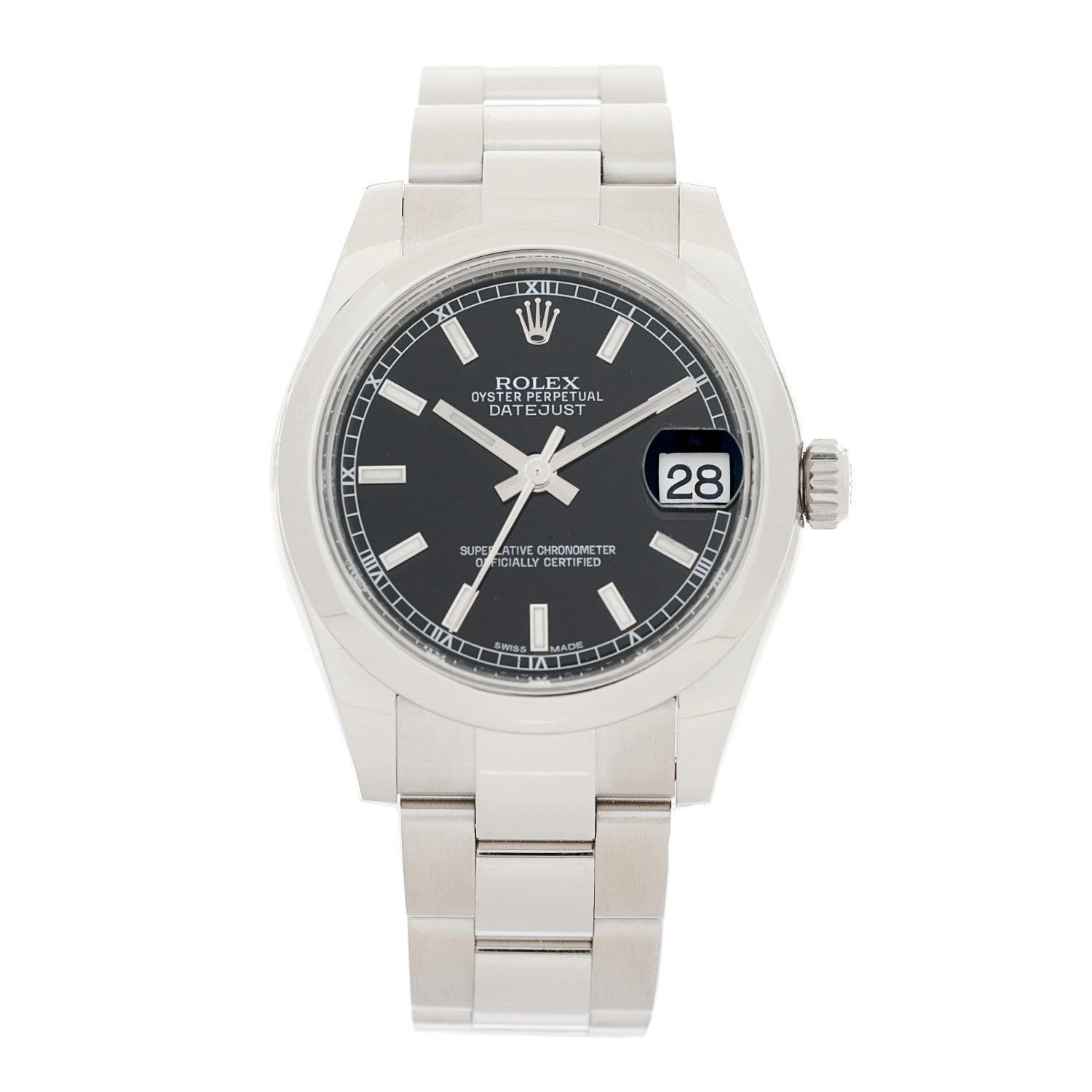 Rolex Stainless Steel 31mm Oyster Perpetual Datejust Watch Black 178240 1 of 5