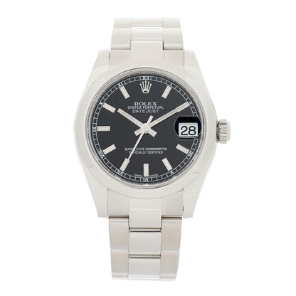 Rolex Stainless Steel 31mm Oyster Perpetual Datejust Watch Black 178240 1 of 5