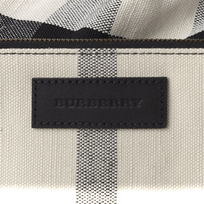 Burberry Grainy Calfskin House Check Canvas Small Heston Crossbody White Black 8 of 10