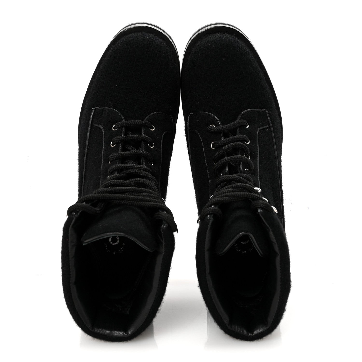 Chanel Tweed Lace Up Short Boots 37 Black 3 of 20