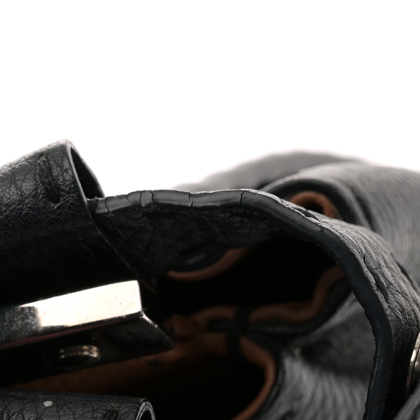 Cuoio Romano Selleria Bi-Color Medium Peekaboo Iconic Satchel Black Mou