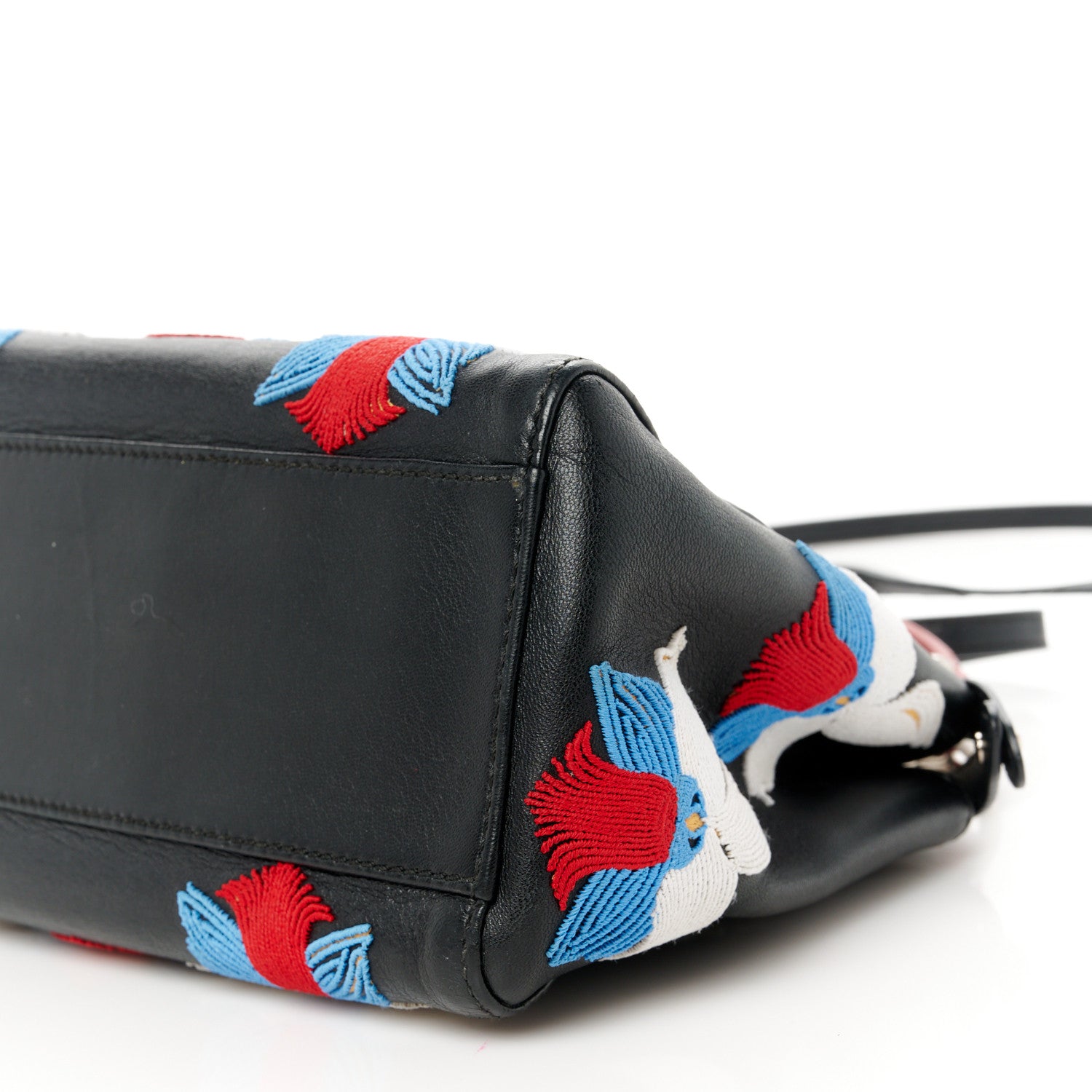 Fendi Nappa Orchid Embroidered Mini Peekaboo Iconic Satchel Black 11 of 11