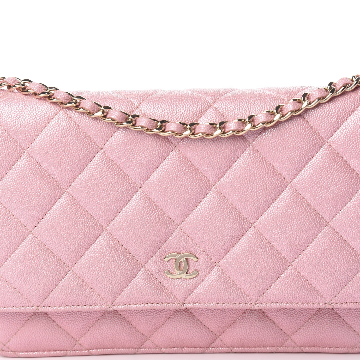 Chanel Iridescent Caviar Quilted Wallet on Chain WOC Rose Pink 10 of 10