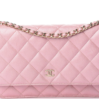Chanel Iridescent Caviar Quilted Wallet on Chain WOC Rose Pink 10 of 10