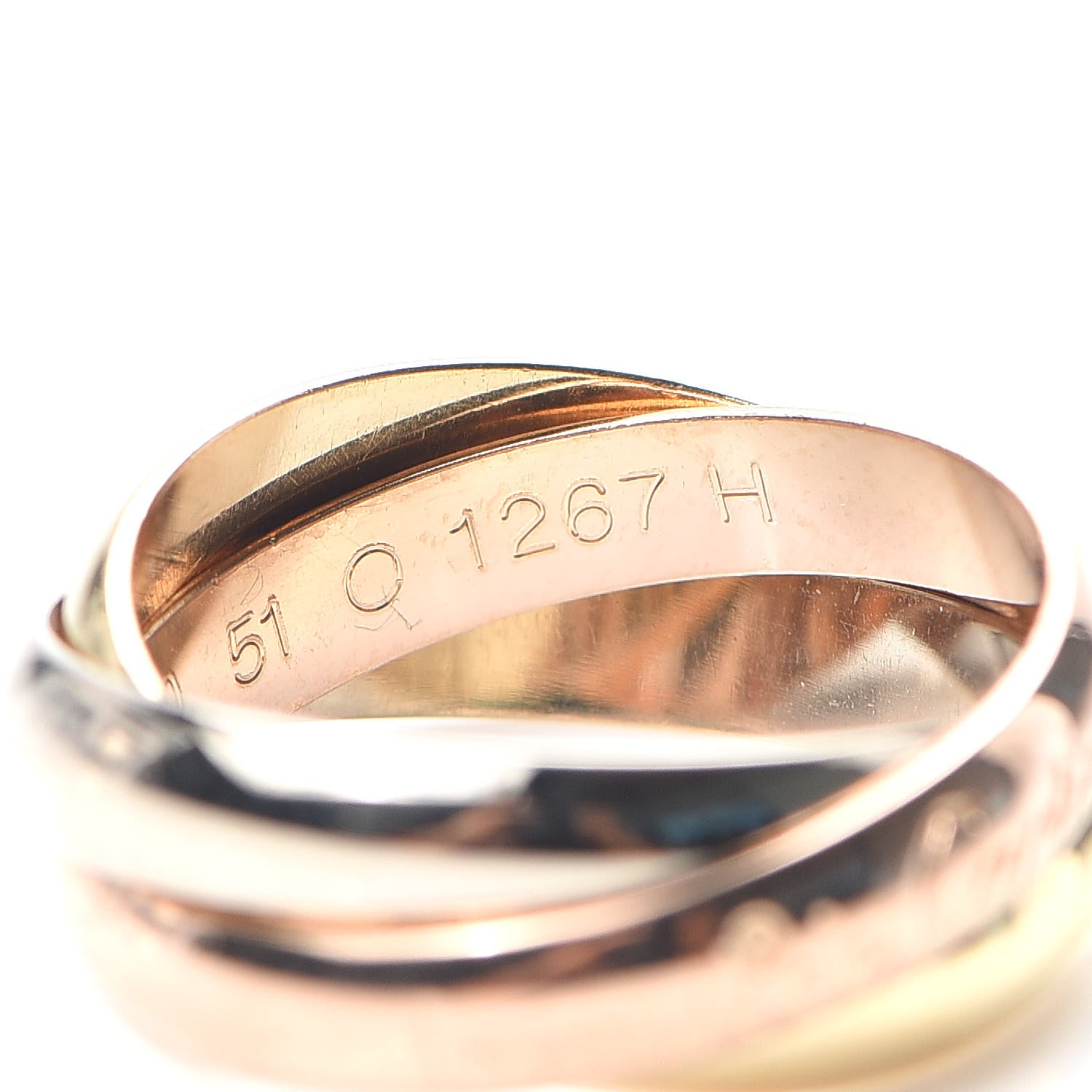 Cartier 18K Pink Yellow White Gold Classic Les Must De Trinity Ring 51 5.75 4 of 6