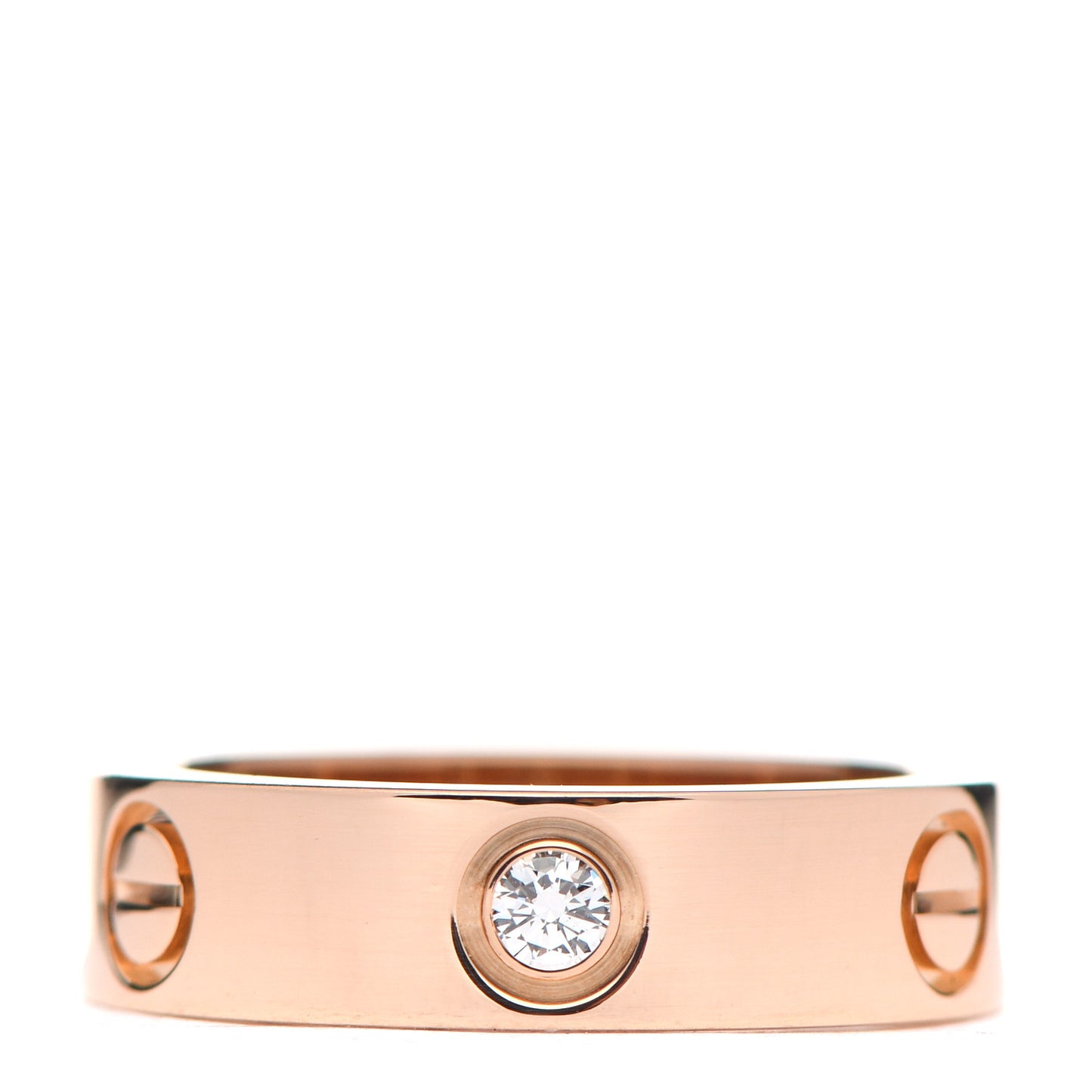 18K Pink Gold 3 Diamond 5.5mm LOVE Ring 55 7.25