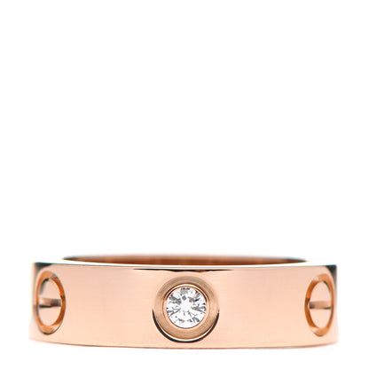 Cartier 18K Pink Gold 3 Diamond 5.5mm LOVE Ring 55 7.25 1 of 4