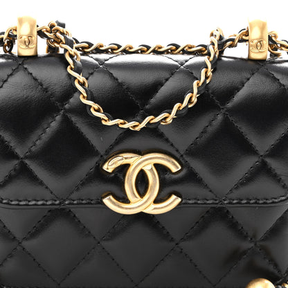Chanel Calfskin Quilted Perfect Fit Coin Purse With Chain Black 9 of 11