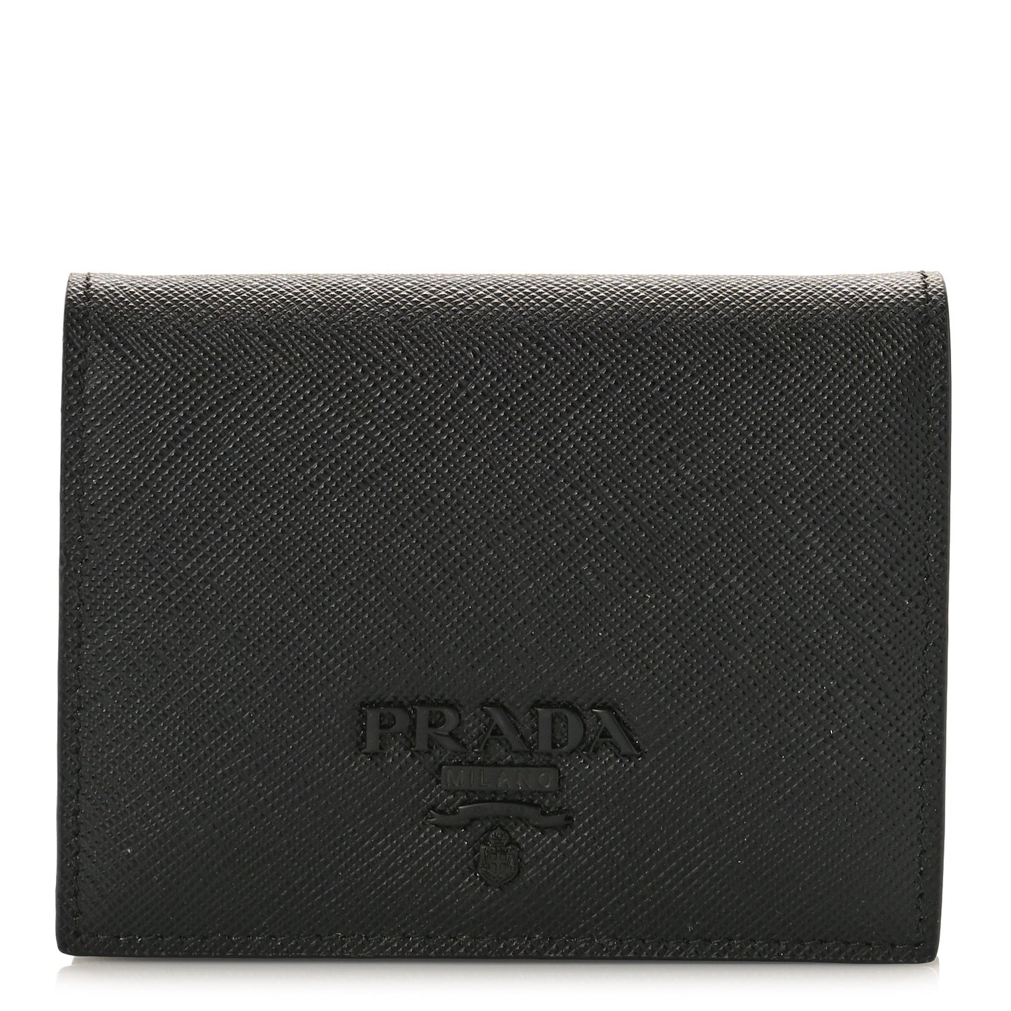 Saffiano Shine Monochrome Bi-Fold Wallet Black