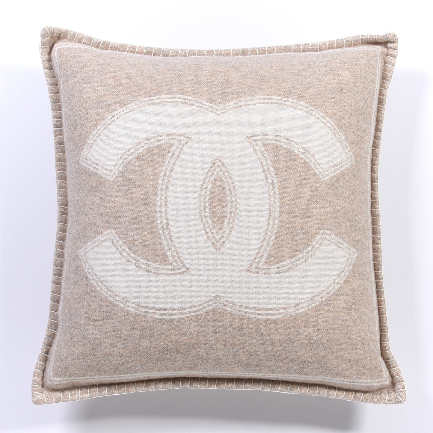 Merino Wool Cashmere CC Pillow Beige Off White