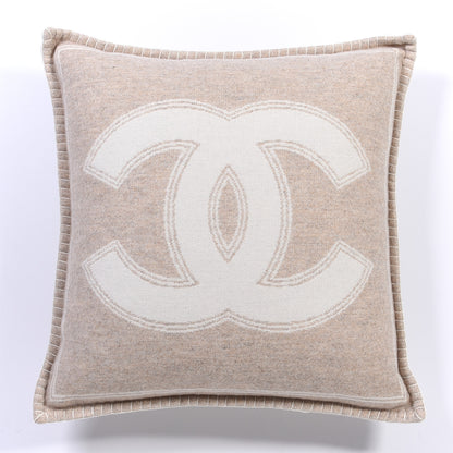 Chanel Merino Wool Cashmere CC Pillow Beige Off White 2 of 3