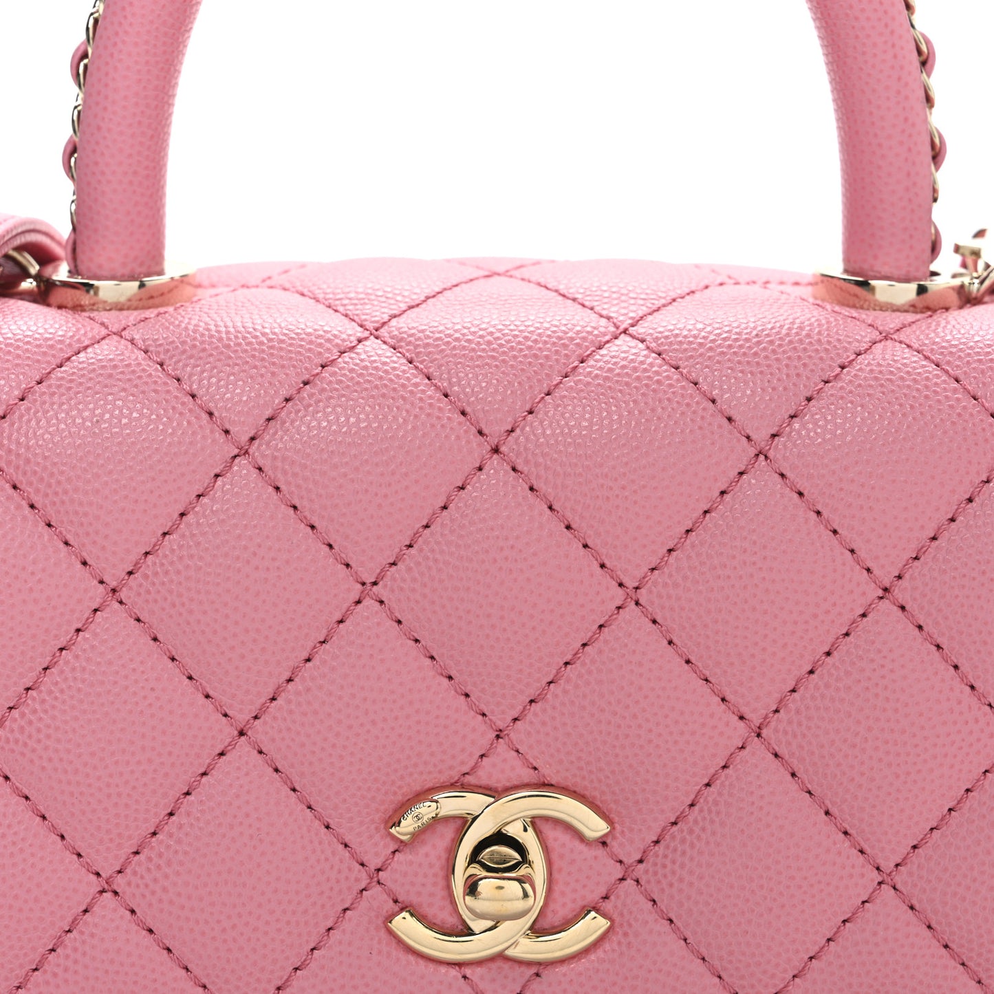 Caviar Quilted Mini Coco Chain Handle Flap Pink
