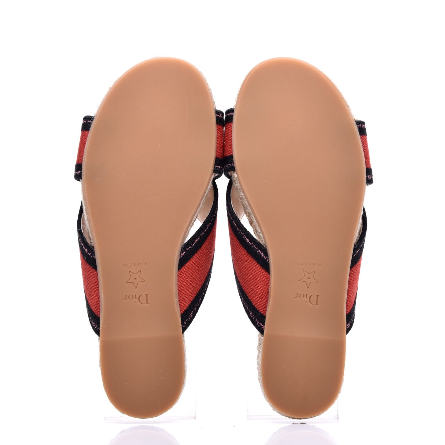 Canvas Embroidered Granville Espadrille Crisscross Flat Slide Sandals 37 Spicy Red