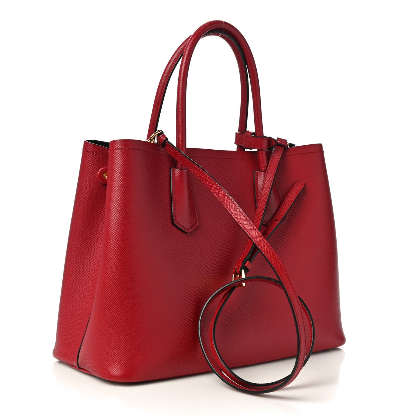 Saffiano Cuir Medium Double Bag Fuoco Black