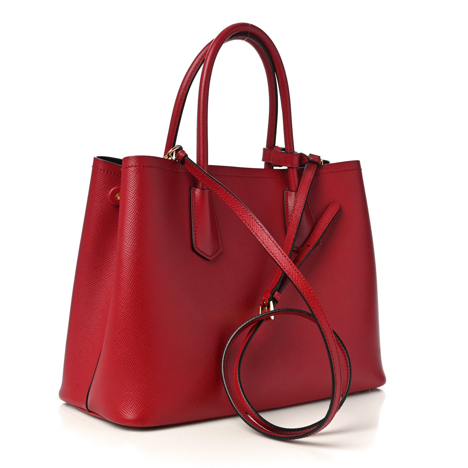 Prada Saffiano Cuir Medium Double Bag Fuoco Black 3 of 9