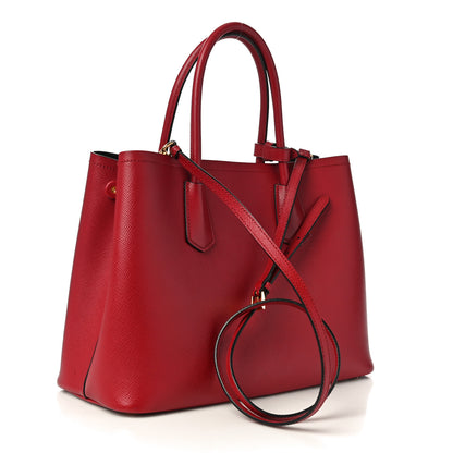 Prada Saffiano Cuir Medium Double Bag Fuoco Black 3 of 9