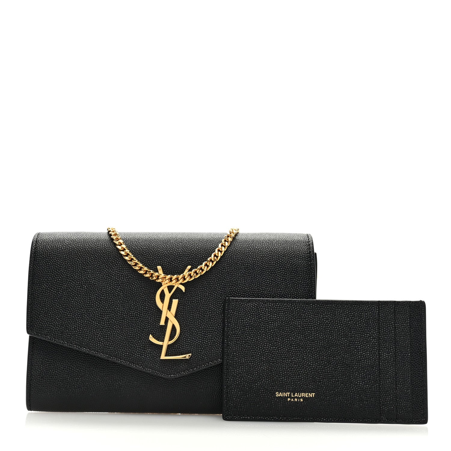 Saint Laurent Grain De Poudre Uptown Chain Wallet Black 3 of 10