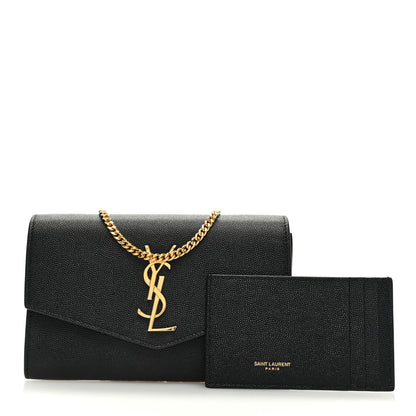 Saint Laurent Grain De Poudre Uptown Chain Wallet Black 3 of 10