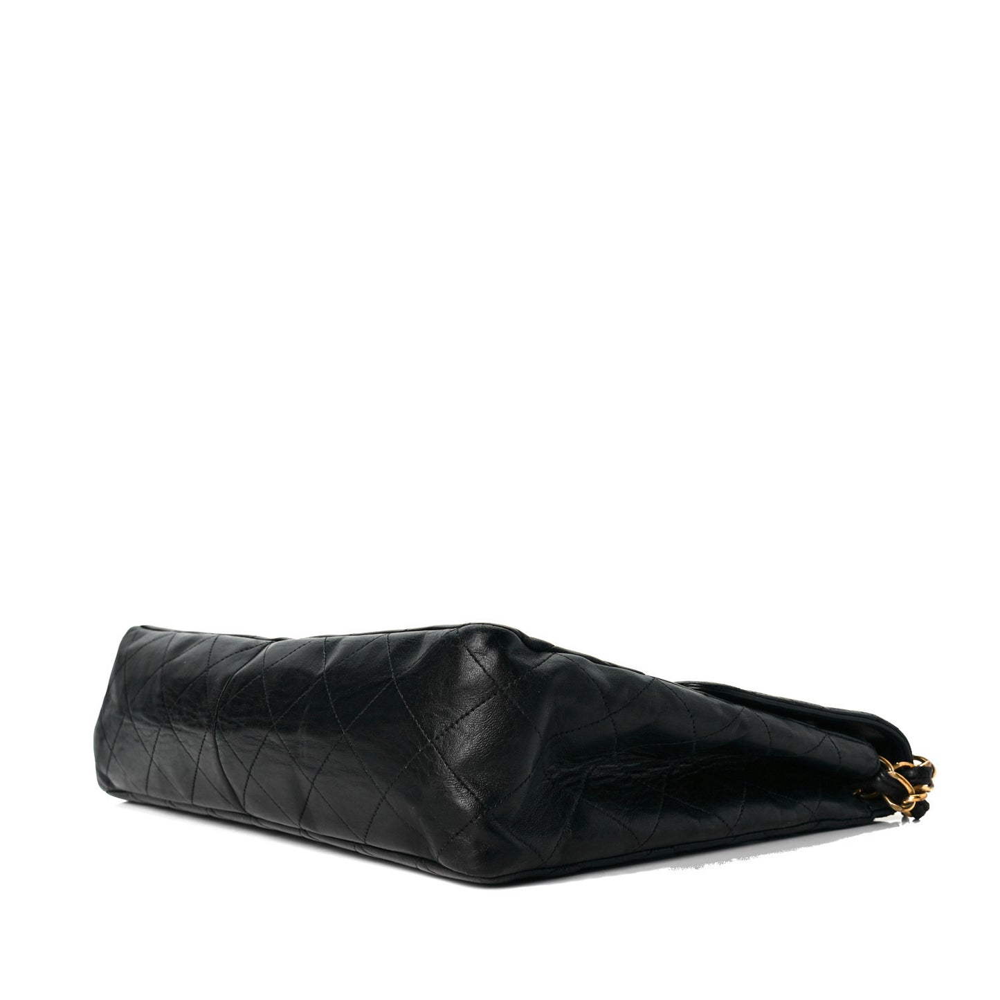 Lambskin Quilted Jumbo Single Flap Black
