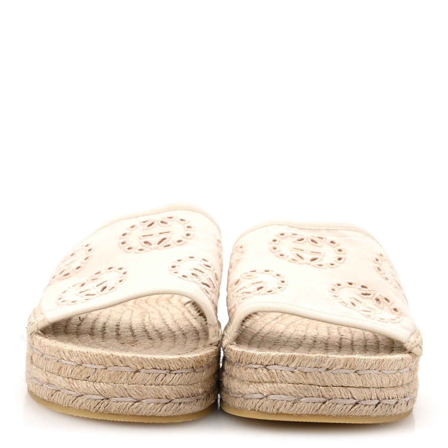 Gucci Canvas Interlocking G Damita Espadrille Sandals 38 Natural 3 of 10