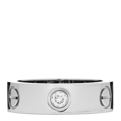 Cartier 18K White Gold 3 Diamond 5.5mm LOVE Ring 49 5 1 of 4