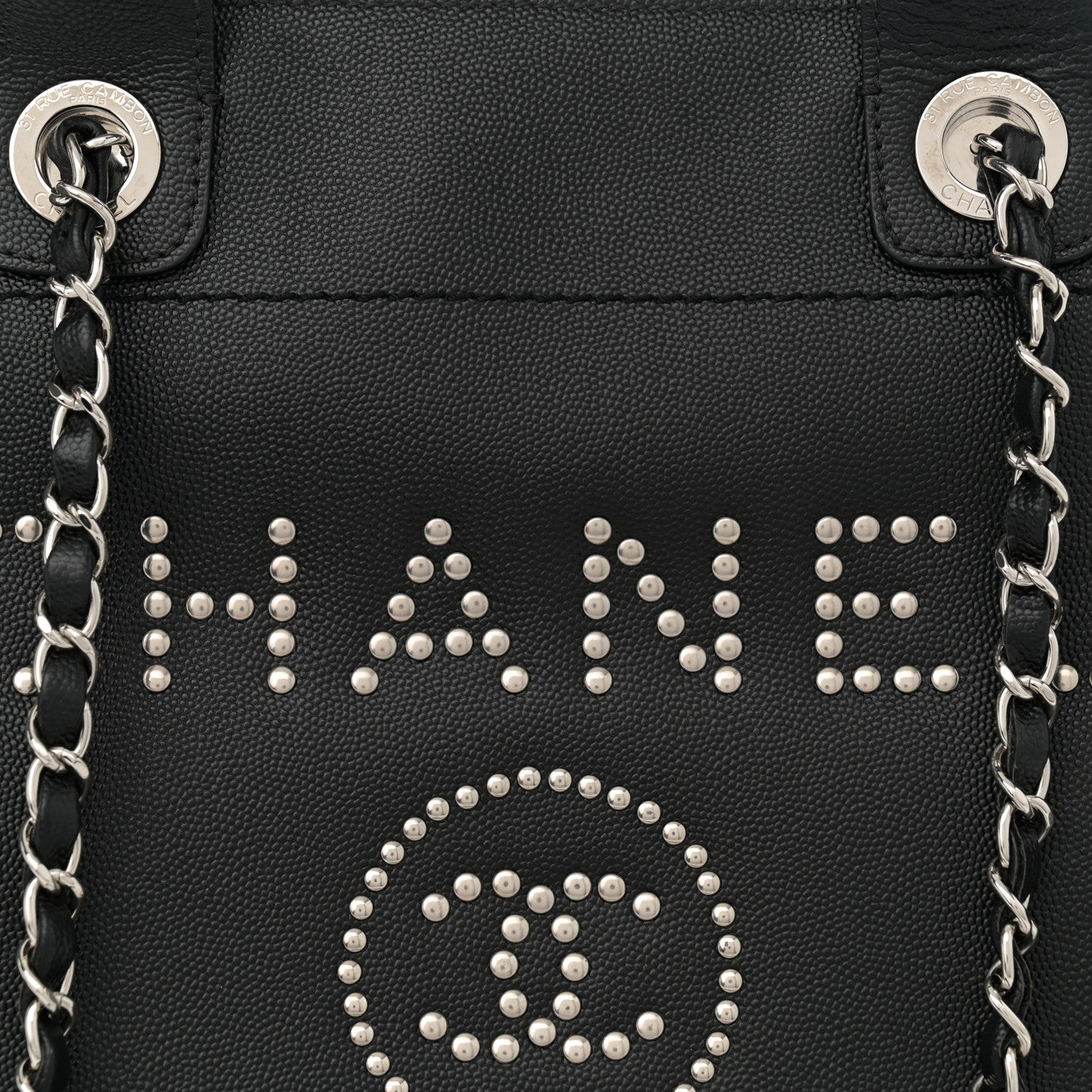 Chanel Caviar Small Studded Deauville Tote Black 8 of 12